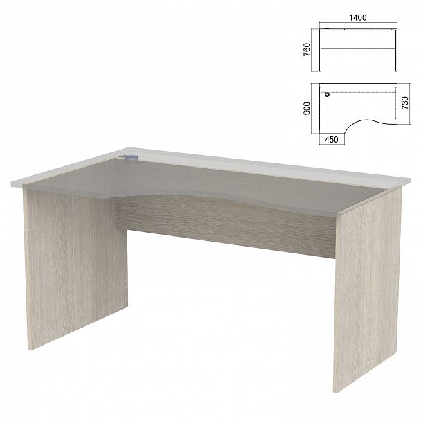 Стол эргономичный ЧАСТЬ 2 "Арго", 1400х900х760 мм, левый/правый, ясень шимо - Вид 2