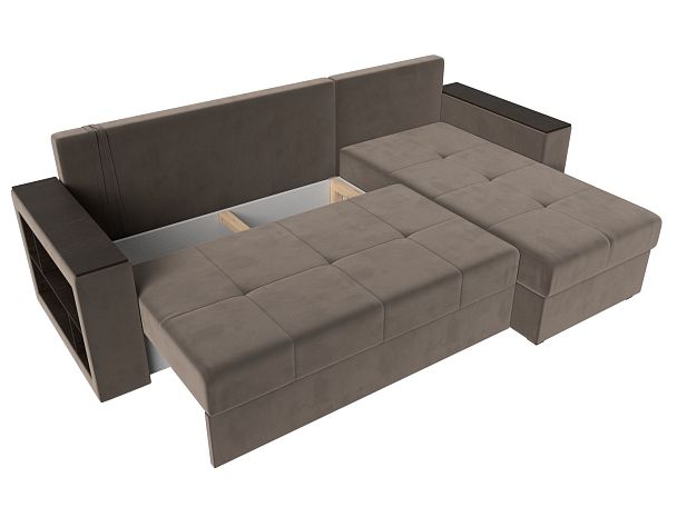 Диван угловой Дубай Лайт угол правый (полностью велюр коричневый) - Вид 8