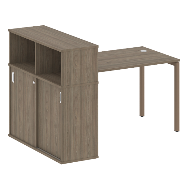 Metal System Quattro Стол письменный с шкафом-купе на П-образном м/к 40БП.РС-СШК-3.2 Т Вяз/Мокко металл 1610*1120*1098 - Вид 1