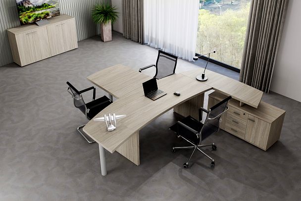 Приставка боковая Wing малая 500х856х750, левая / цвет: дуб темный, опора табулярная серебрянный металлик - Вид 3