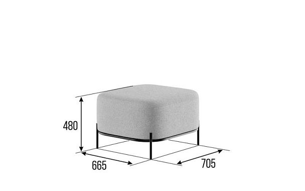 Jive Диван одноместный без спинки JVE-3 Ness 012/Металл Черный 670*720*480 - Вид 2