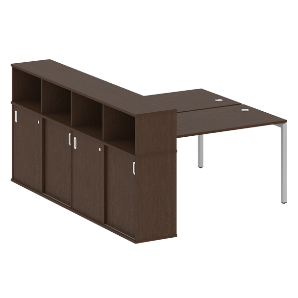 Metal System Quattro Р. ст. с шкафом-купе на П-образном м/к 40БП.РС-СШК-4.3 Т Венге/Серый металл 1810*2332*1098 - Вид 1