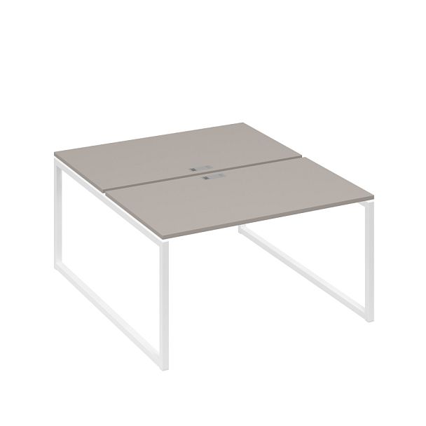 Рабочая станция QUATTRO (2х140) опоры металлокаркас A4 А4 Б4 177 БП мокко премиум / металлокаркас белый - Вид 1