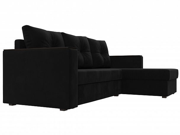 Угловой диван Атланта Лайт Б/С правый (полностью микровельвет черный) - Вид 3