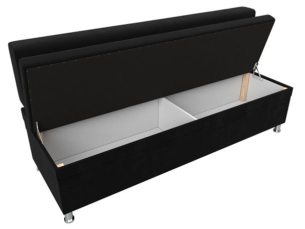 Кухонный прямой диван Стайл (полностью микровельвет черный) - Вид 7