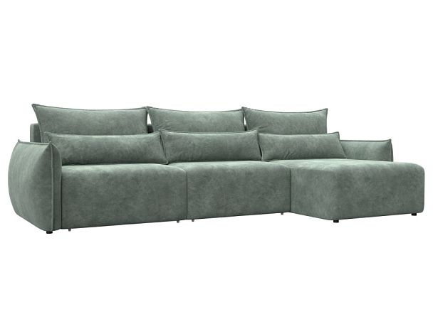 Диван угловой Лига-051 НПБ Лонг угол универсальный Велюр зеленый - Вид 1