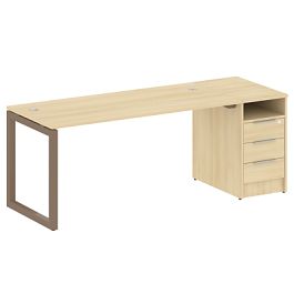 Metal System Quattro Р. ст. с тумбой на О-образном м/к 50БО.РС-СТП-1.4 Акация/Мокко металл 2012*720*750 - Фото предпросмотра