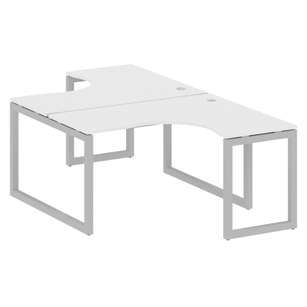Metal System Quattro Р. ст. криволинейная на О-образном м/к 50БО.РАС-СА-2.3 Белый/Серый металл 1400*2435*750 - Вид 1