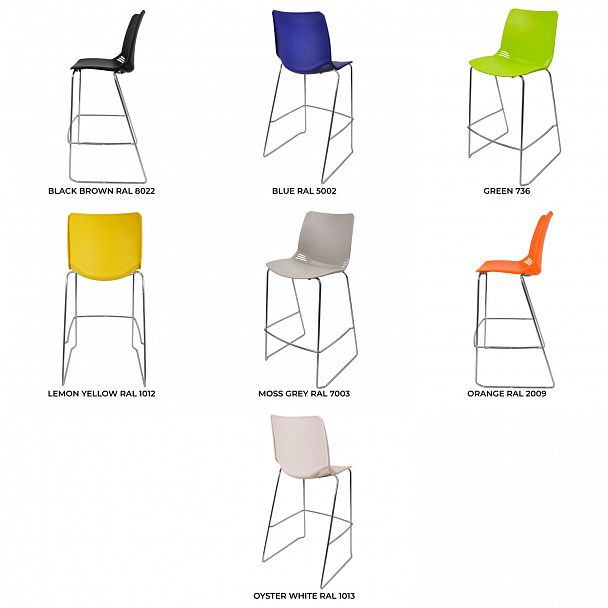 Стул Race (Пруток Барный) каркас Хром, оранжевый - Вид 5