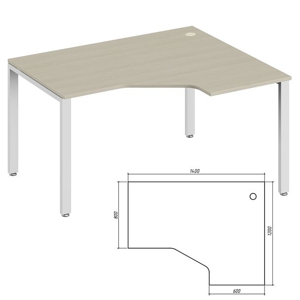 Эргономичный стол правый Trend Metal 140x120x75 дуб феррара - Вид 1