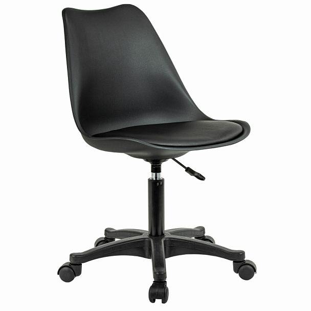 Кресло стул BRABIX "Eames MG-310 PL", пластик черный, экокожа черная, 532927 - Вид 1