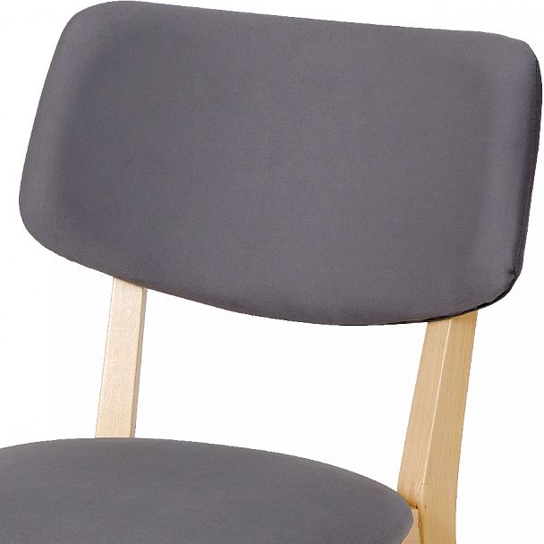 Стул деревянный с мягким сиденьем Мэти Натуральный/Серый велюр - Вид 8