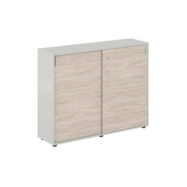Шкаф купе 1438х400х1125 средний, с замком / корпус цвет: серый бархат, фасады: дуб светлый Сигма / Sigma - Вид 1