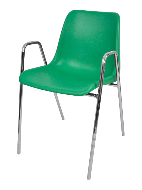 Стул Vicenza (4 высокие ножки c подлокотниками), каркас Хром, зеленый, РП+ИК, стопируемый - Вид 5