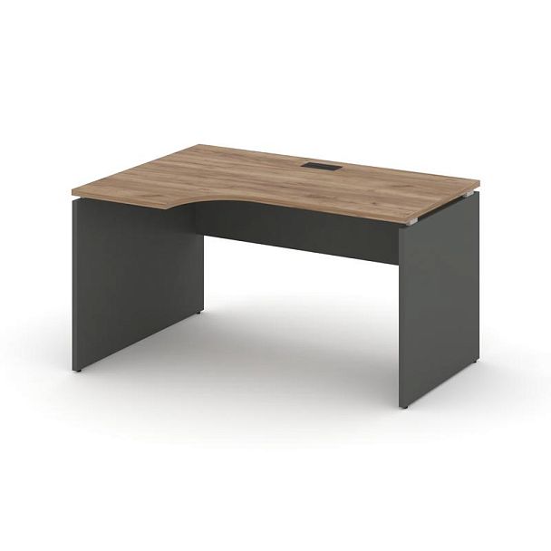 Стайл Проджект Стол рабочий эргоном. SN-D.SPA-012(L) Дуб Табак/Антрацит NEW/Черная Заглушка 1580*700 - Вид 1