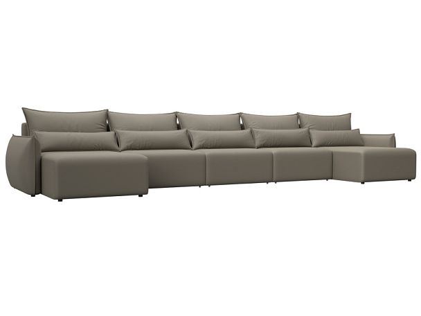 Диван П-образный Лига-051 НПБ МегаЛонг Экокожа бежевый - Вид 1