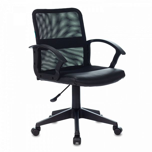 Кресло CH-590, с подлокотниками, сетка/экокожа, черное, 472003 - Вид 1