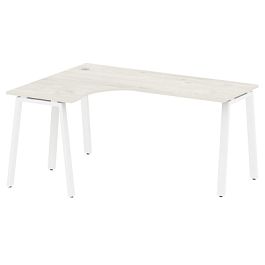Metal System Стол криволинейный левый на А-образном м/к БА.СА-4 (L) Дуб наварра/Белый металл 1600*1200*750 - Фото предпросмотра