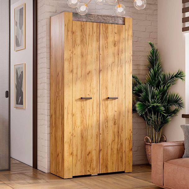 Шкаф двухстворчатый "Франк" ШК-45 крафт/метрополитан грей - Вид 3