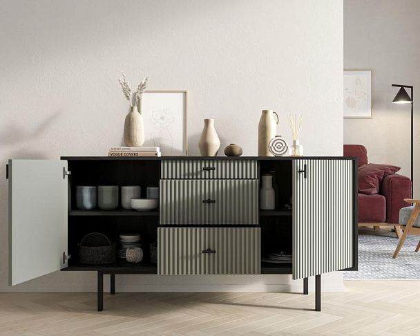 Комод две дверки и три ящика Emerson арт EM08/gray/L - Вид 2