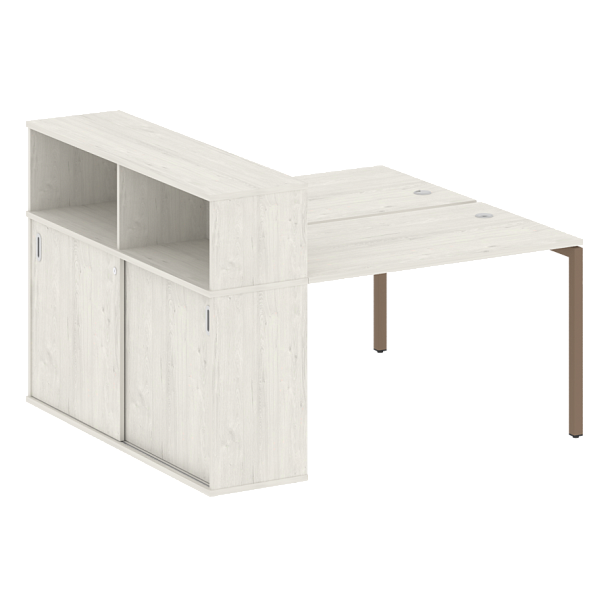 Metal System Quattro Р. ст. с шкафом-купе на П-образном м/к 40БП.РС-СШК-2.2 Т Дуб наварра/Мокко металл 1610*1475*1098 - Вид 1