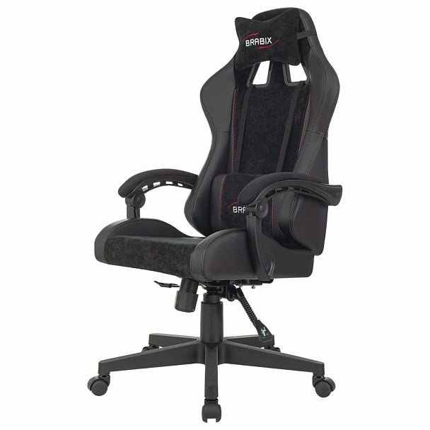 Кресло компьютерное BRABIX "Striker GM-121", синхромеханизм, 2 подушки, экокожа/велюр, черное, 532962 - Вид 9