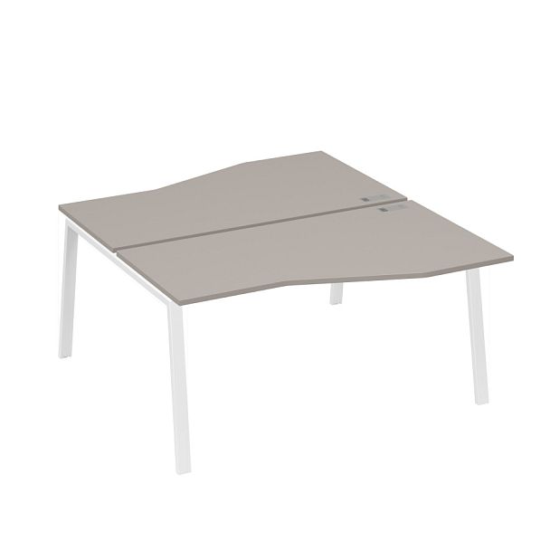 Рабочая станция (2х160) столы Техно на опорах TRE A4 А4 Б3 191  БП мокко премиум / металлокаркас белый - Вид 1