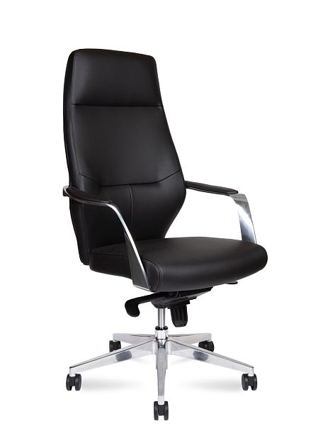 Кресло офисное / Capital Black / алюминиевая база / черная экокожа - Вид 1