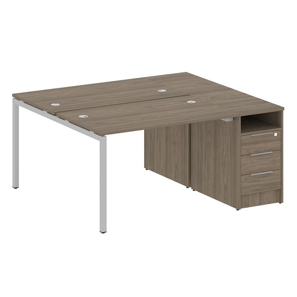 Metal System Quattro Р. ст. с тумбой на П-образном м/к 40БП.РС-СТП-2.2 Вяз/Серый металл 1612*1475*750 - Вид 1