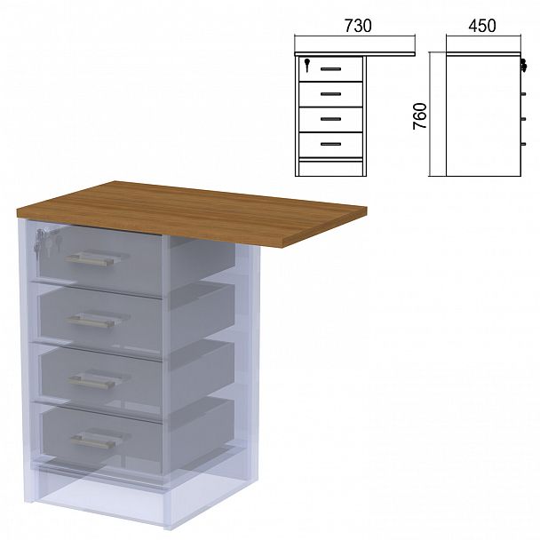 Крышка для тумбы приставной (АТ-05) "Арго", 730х450х22 мм, орех - Вид 2