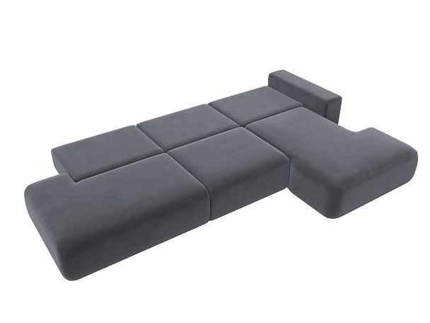 Диван угловой Лига-036 Модерн Лонг правый угол Велюр серый - Вид 10