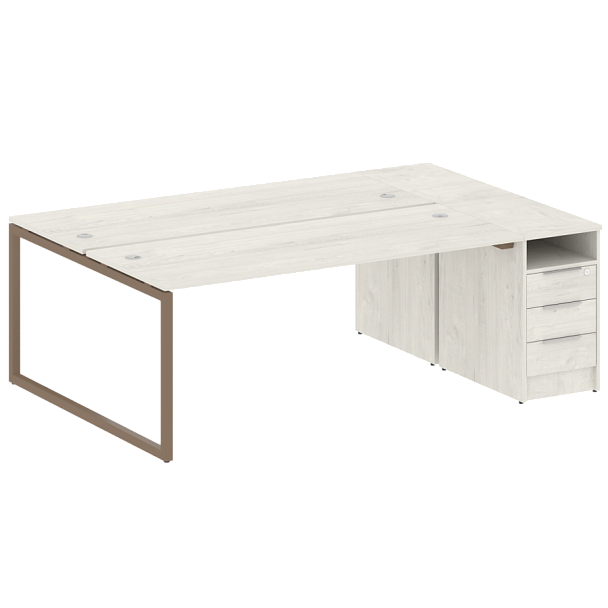 Metal System Quattro Р. ст. с тумбой на О-образном м/к 40БО.РС-СТП-2.5 Дуб наварра/Мокко металл 2212*1475*750 - Вид 1