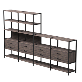 Набор стеллажных систем №13 Everprof EVO 3245x385x1840 Дуб Пасадена/Черный - Фото предпросмотра