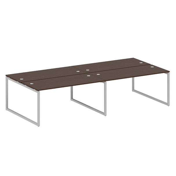 Metal System Quattro Р. ст. на 4 раб. места на О-образном м/к 40БО.СМ-4.4 Венге/Серый металл 3200*1475*750 - Вид 1