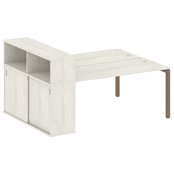 Metal System Quattro Р. ст. с шкафом-купе на П-образном м/к 50БП.РС-СШК-2.4 Т Дуб наварра/Мокко металл 2010*1475*1098 - Вид 1