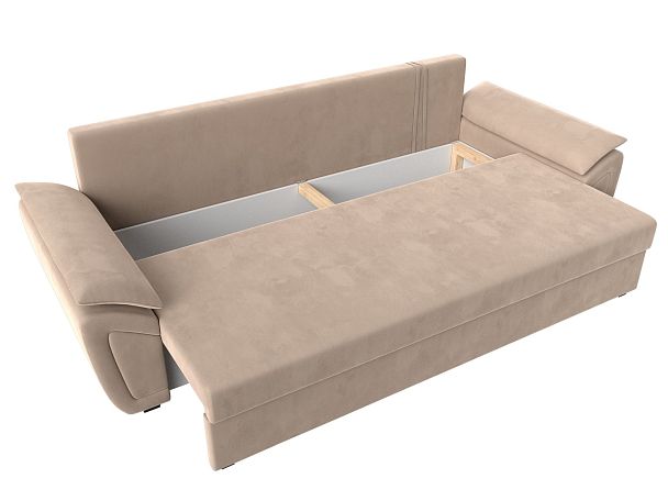 Прямой диван Нэстор Лайт (полностью велюр бежевый) - Вид 7