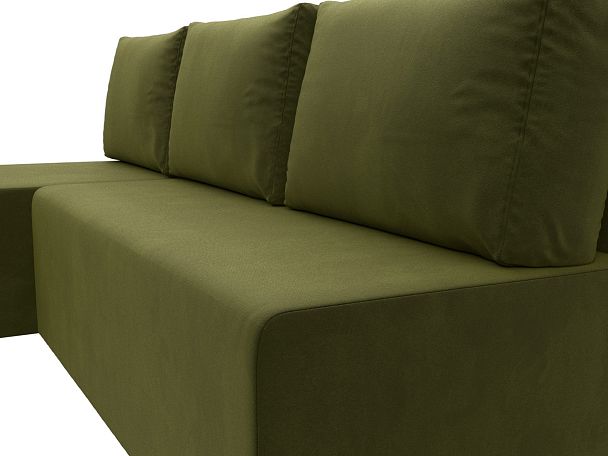 Угловой диван Поло левый (полностью микровельвет зеленый) - Вид 4