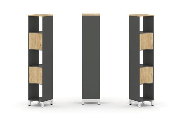 Стайл Проджект Набор стеллажа 1 сторон., 5 яр. SN.NS-511 Антрацит/Тиквуд Светлый/Металл Белый 387*40 - Вид 1