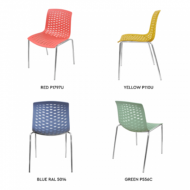 Стул LUX (4 ножки) каркас Хром, синий, стопируемый - Вид 2