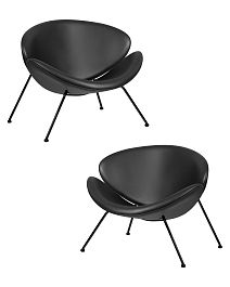 Набор 2 шт Кресло дизайнерское DOBRIN EMILY (черный винил YP16, черное основания) - Фото предпросмотра