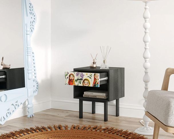 Тумбочка с верхним ящиком Emerson Матрешки арт EM11/Art04 - Вид 2