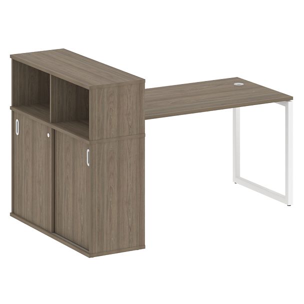 Metal System Quattro Стол письменный с шкафом-купе на О-образном м/к 40БО.РС-СШК-3.3 Т Вяз/Белый металл 1810*1120*1098 - Вид 1