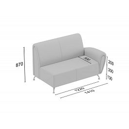 (kle11-d2p1) Диванная секция Клерк 11 двойная с одним подлокотником - Фото предпросмотра