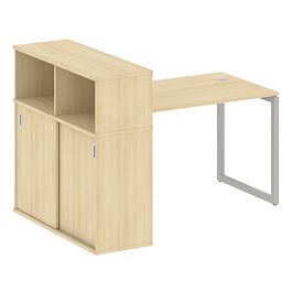 Metal System Quattro Стол письменный с шкафом-купе на О-образном м/к 40БО.РС-СШК-3.2 Т Акация/Серый металл 1610*1120*1098 - Фото предпросмотра