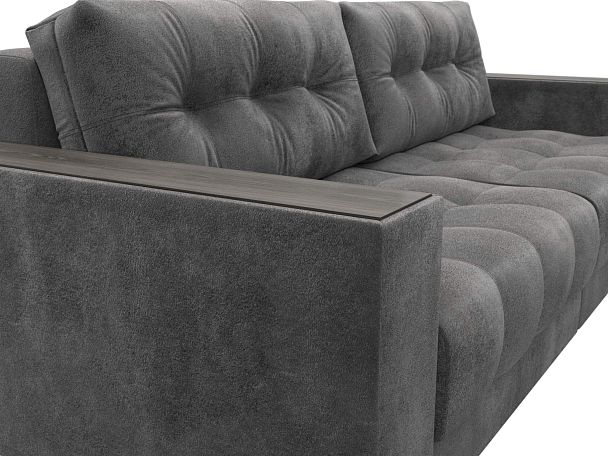 Диван прямой с декором Лига-049 НПБ Велюр серый - Вид 4