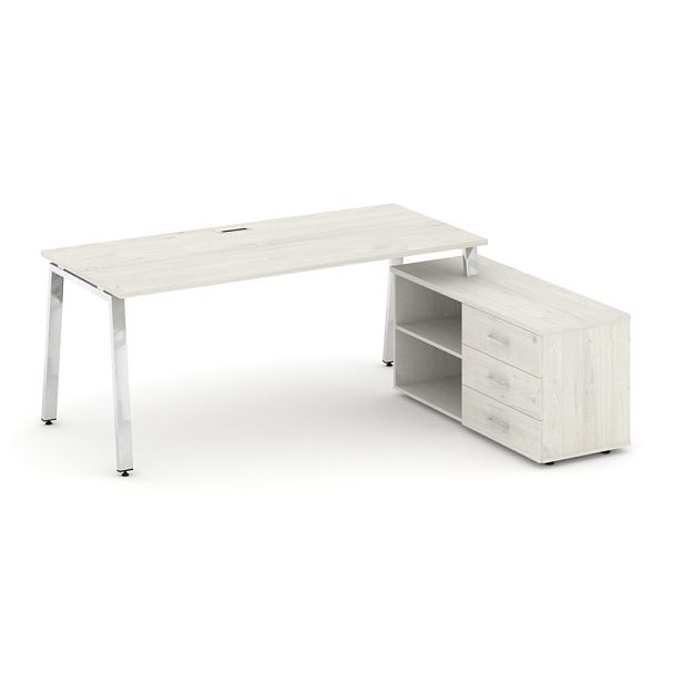 Style Project Direct Lux Стол письменный с греденцией правой M-SN-6A.SRG-015.M(R) Дуб Наварра/Нержавеющая Сталь/Хром 1780*700*750 - Вид 1