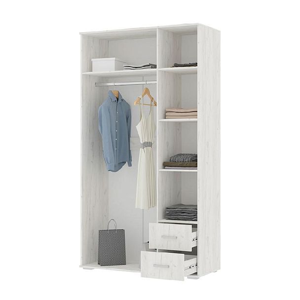 НЕЛЬСОН ШК 01 (СОЛО-1) Шкаф (1.200х2,200х0,500) дуб крафт белый/дуб крафт белый - Вид 2