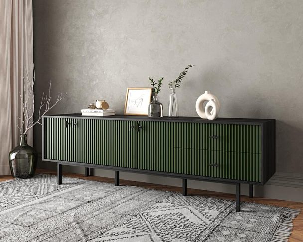 Комод с четырьмя дверками и двумя ящиками Emerson арт EM04/green/L - Вид 3