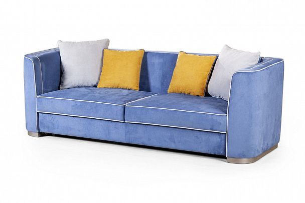 Komo диван-кровать трехместный, велюр синий - Вид 2