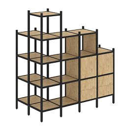 Loft Угловой внешний стеллаж наборный VR.L-58 Тиквуд светлый/Чёрный металл 862*1694*1869 - Фото предпросмотра